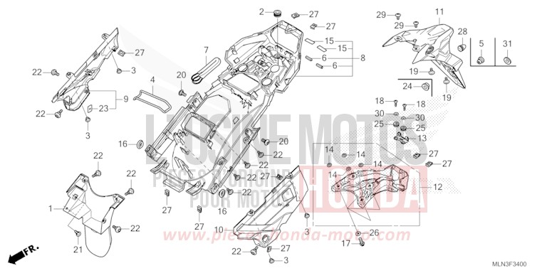 KOTFLUEGEL, HINTEN von Africa Twin Mechanik PEARL GLARE WHITE (NHB53H) von 2024
